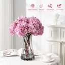 Artificial Flower Fake Silk Hydrangea Heads Bouquet with Stems Bulk for Fall Decoration Table Center Christmas Indoor Outdoor Faux Floral Realistic with Leaves Plants Crafts 8PCS (Pink)