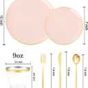 bUCLA 150PCS Pink Plastic Plates - Pink and Gold Disposable Include 25 Each (Dinner & Dessert) Plates, 25 Knives, 25 Forks, 25 Spoons and 25 Cups, Ideal for Party, Wedding & Mother's Day