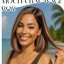 GORGIUS Brown Highlight Bob Lace Front Wig Glueless Straight Short Wigs Upgrade with Human-Hair-Like Sythetic Hair Pre Cut Pre Plucked Side Part Hairline 12 Inch #OT41