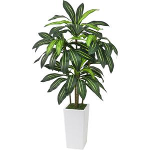 5FT Artificial Dracaena Tree with Thickened Improved Planter, Fake Plants with Dense Foliage and Natural Trunk, Artificial Plants for Home Office Living Room Decor Indoor