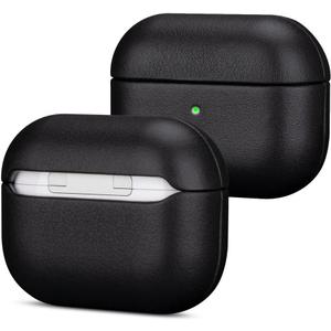 Lopie Handmade Series Cowhide AirPods Pro Case, Full Grain Leather, Shockproof, Dust/Dirt Proof - Black