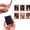 6PCS Christmas Fridge Magnet Cute Elk with Santa Claus Wood Magnets Art Frame Designs Decorations for Refrigerator Garage Door or Car Removable Indoor Outdoor Magnetic Decals