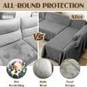 Sectional Couch Covers U Shape, 3 Pieces Sofa Cover for Sectional Sofa, Washable U Shaped Couch Cover Blanket with Chaise Lounge for Dogs - Dark Gray (2PC 110"x63" + 1PC 90"x71")