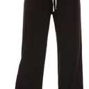 LOCUBE Women's Pajama Pants, Soft Wide Leg High Waisted Loose Fit Lounge Pants with Drawstring and Pockets (Medium, Black 2)