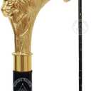Humaira Nautical Solid Brass Lion Head Handle Wooden Walking Stick Cane Vintage Designer Handmade Missing Lion Head