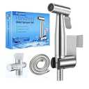 Handheld Bidet Sprayer for Toilet, Premium Stainless Steel Bathroom Bidet Sprayer Set, Baby Cloth Diaper Sprayer with Superior Complete Spray Hoses Kit, Support Wall or Toilet Mount