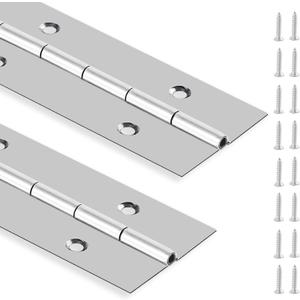 2PCS Heavy Duty Piano Hinge 16 Inch Continuous & Piano Hinges with Screws, Stainless Steel Piano Hinge for Cabinet, Door, DIY Wood Boxes, 0.047" Leaf Thickness, 2 Open Width