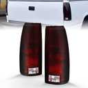 AmeriLite for 1988-2000 Chevy GMC C/K Silverado Sierra Pickup Tahoe FullSize Blazer Suburban OE Dark Red Rear Brake Lamp Replacement Tail Lights Assembly Pair - Driver and Passenger Side