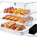 Bakery Display Case, Pastry Display Case Countertop 3 Tier Tray, Acrylic Clear Boxes for Bread Pastry Desserts Food Cookie, Display Cabinet Box for Baking Enthusiasts, 20.86 x 17.3 x 16.5 in