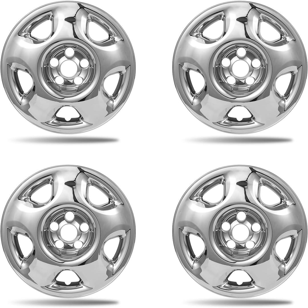17 Inch Wheel Skins for 2007-2011 Honda CR-V LX, Fits OEM Steel Wheel #42700-SWA-A01 / #42700-SWA-305 / #42700-SWA-601, Chrome Silver Snap-On Wheel Covers 4-Pack