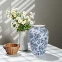 Blue and White Chinoiserie vase - Vintage Ceramic vase with Antique Design, Perfect for Chinoiserie Home Decor 9in Flower vase04