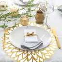 Sinmoe 100 Pack Disposable Paper Placemats Bulk 13 Inch Paper Placemats Disposable Charger Plates Table Place Mats for Dinner Wedding Birthday Summer Spring Party Dinner Tableware(Gold Round)