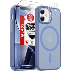 LeYi for iPhone-12 Mini Case/iPhone-13 Mini Phone Cases Blue:[ Screen Protector X2+ Camera Cover X2] Compatible with Magsafe i iphone12 12mini Slim Protective Magnetic Funda para 13mini, Light Blue