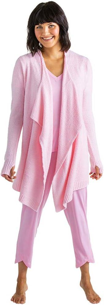 Softies Women's Cozy Cloud Cardigan with Bracelet Thumb Holes, Pink, X/XL