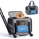 BurgeonNest Cat Carrier with Wheels, Pet Carrier for Dogs 25 lbs with Telescopic Handle, Small Dog Bag with Wheels Removable, Soft Rolling Cat Purse with Large Pocket for Travel Vet Visits