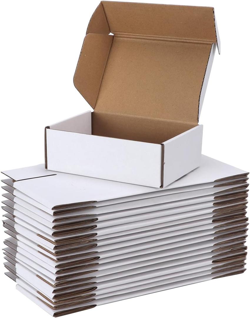 PHAREGE 6x4x2 inch Shipping Boxes Bulk 25 Pack White, Tab Lock Tuck Top Mailer Boxes for Packaging Small Business, Small Cardboard Gift Boxes for Wrapping Mailing Present