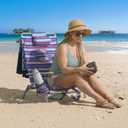 Tommy Bahama 5-Position Lay Flat Beach Chair, Red/White/Blue Stripe, 1-Pack
