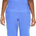 floralhue Scrubs for Women, V-Neck Scrubs Top & Cargo Pants with 12 Pockets, Yoga Waistband, 4 Way Stretch (Blue, L)
