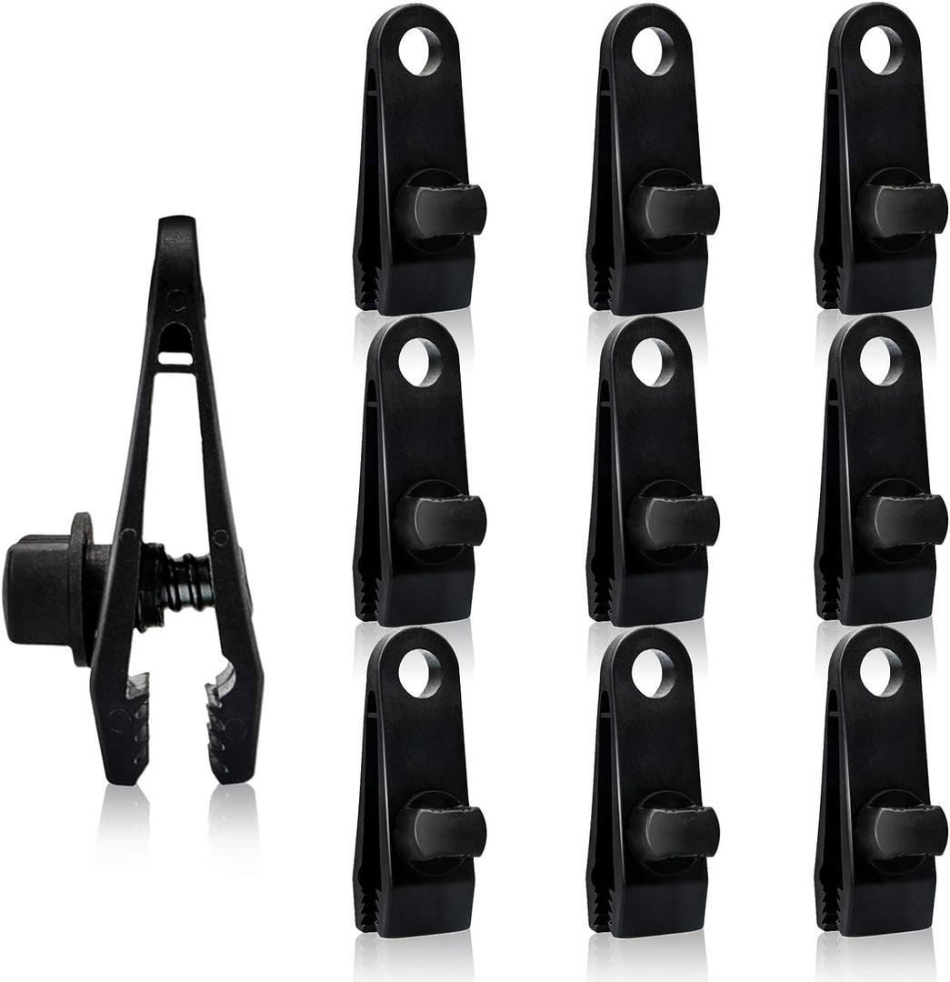 10pcs Tarp Clips Heavy Duty Lock Grip, Plastic Tarp Clamps, Reusable Linoleum Tent Clip, Canvas Clips for Outdoor Garden Farm