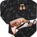 Bistup Makeup Bag Travel Cosmetic Bag Toiletry Make Up Bags Cute Women Large Capacity Big Medium Leather Butterfly Aesthetic Portable Teen Girl Teenage Foldable Expandable Compact Open Flat Zip (4-Black Butterfly)