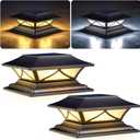 PASAMIC Solar Post Cap Lights 2 Pack, Solar Post Lights Outdoor Waterproof with 2 Color Modes, IP44 Deck Solar Powered for 4x4, 5x5, 6x6 Vinyl/Wooden Posts, Decorate Deck, Patio, Porch, Fence