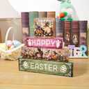 Vintage Easter Decorations Indoor - Led Bunny Retro Decor Light up Happy Easter Wooden Sign for Table Religious Home Office Indoor Decor 9  9 Inch