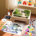 Light Table for Kids -Sand Painting Light Box All-in-One Sandbox Alternative with Tracing Light Box, 10 Dimming Levels & 50+ Pieces(USB)