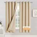 RYB HOME Soundproof Curtains for Bedroom - Light Block Noise Reducing Curains 3 Layers Inside Detachable Felt Liner Acoustic Drapes for Living Room, W 52 x L 63, Biscotti Beige, 1 Pair