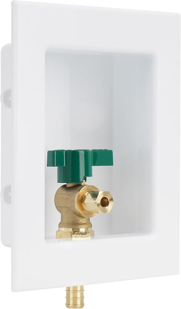 Pre-assembled Ice Maker Outlet Box, 1/2-Inch Pex Crimp x 1/4-Inch OD Compression Connection with 1/4-Inch Turn Ball Valve, Ice Maker Box