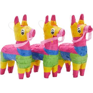 Juvale Mini Pinata Donkey 3 Pack - 4 x 7.5 x 2 in - Multi-Color Paper - Mini Pinatas Mexican Party Favors & Decorations