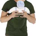 Men's Baby Carrier Soothe V Neck Short Sleeve Kangaroo T Shirt (Medium, Dark Green)
