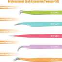 Lash Tweezers for Eyelash Extensions, Lash Extension Tweezer Kit for Beginner, Colorful Eyelash Tweezers Set of 5 for Volume, Isolation and Classic Lashes