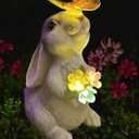 YODY Solar Garden Statues Outdoor Decor- Yard Decorations for Patio, Balcony, Backyard, Lawn Ornaments - Rabbit Figurines with LED Light- Unique Birthday House Warming Gifts for Women, Mom, Grandma