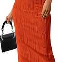 PRETTYGARDEN Summer Dresses for Women Sleeveless Bodycon Dress Textured Back Slit Sexy Cocktail Party Beach Vacation Clothes, S, Orange