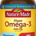 Nature Made Algae Oil Omega 3 Supplement 540mg, Omega 3 Fish Oil Alternative, 70 Veggie Softgels, Sustainable, Plant-Based, for Healthy Heart, Brain, and Eye Support, 70 Softgels