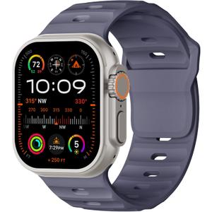 Sport Bands Compatible with Apple Watch Ultra 3/2 Band 49mm 46mm 45mm 44mm 42mm for Men, Breathable Soft Wide Silicone Waterproof Strap for iWatch Series 11 10 9 8 7 6 5 4 3 SE Ultra, Dark Gray