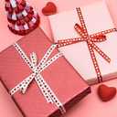 VATIN Valentines Day Ribbon,2 Rolls Heart Satin Ribbon Use for Valentines Day Craft,Gift Wrapping,Home Decor,3/8 Inches Total 30 Yards,Red/Pink/Cream