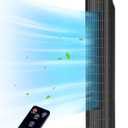Uthfy 31 Inch Tower Fan for Bedroom, 120° Oscillating Quiet Standing Bladeless Fan With Remote, 7.5H Timer, 3 Speeds, 3 Modes, for Room, Dorm, Office, Black
