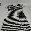 MARZXIN Women 2025 Casual Maxi Dress Short Sleeve V Neck Stripe Sundress Split Loose Long Summer Tshirt Activewear Dress Small