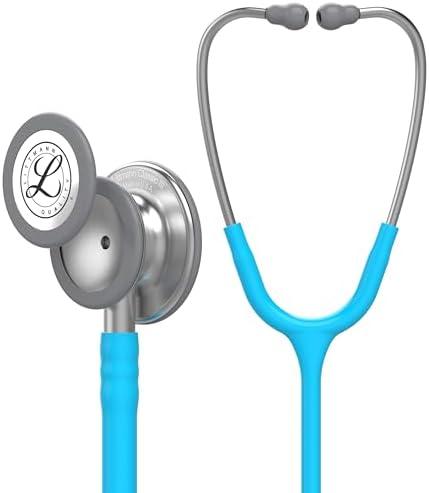 3M Littmann Classic III Monitoring Stethoscope, 5835, More Than 2X as Loud*, Weighs Less, Stainless Steel Chestpiece, 27' Turquoise Tube