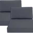 Outdoor Chair Cushions for Patio Furniture with Waterproof Detachable Cover, Deep Seat Couch Cushion Replacement and Backrest Pillow for Sectional Sofa, 25.6 x 25.6 Inch, Dark Grey, Set of 2