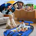 CHERIMOR Inflatable Toddler Travel Bed with Safety Bumpers & 2 Mins Auto Inflation Pump, Portable Toddler Kids Air Mattress with Carry Bag for Home Grandma's Sleepovers Travel Camping, 330lbs Support