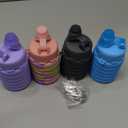 Collapsible Water Bottles 4 pack Travel Water Bottle Portable Hiking Water Bottle with Leak proof Twist Cap 500ML Reusable BPA Free Silicone Water Bottles. (Black+Purple+Blue+Pink)