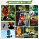 BOLITE Hummingbird Feeder, Hand Blown Glass Hummingbird Feeders for Outdoors Hanging with Ant Moat, 5 Bee-Proof Ports, Leak-Proof, 360 Perch, 22oz, Red, Gifts for Women Men, Gifts for Mom Dad