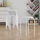 VECELO 6-Piece Stacking Stools, 17 Inch Standard Height, Padded Seat & Steel Legs, Portable Stackable Decoration Stools for School Classroom and Office Use, White