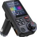 Nulaxy Bluetooth FM Transmitter for Car, 1.8" Color Screen Strong Mic Bluetooth Car Adapter with QC3.0 Fast Charger, Treble & Bass Sound Music Player, Hands-Free Calls, Supports Aux/TF Card/USB Drive (Black)