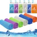 Cooling Towel,Vofler [6 Pack] Cool Towels Microfiber Chilly Ice Cold Head Band Bandana Neck Wrap (40"x 12") for Athlete Men Women Youth Kids Dogs Yoga Outdoor Golf Running Hiking Sports Camping Travel (Blue/Purple/Green/Gray/Dark Blue/Orange)