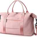 TOPBAG Travel Duffle Bag, Waterproof Weekender Carry On Tote Bags for Women, Sport Gym Bag for Men, Hospital Bag for Labor and Delivery, Overnight Luggage Bag with Trolley Sleeve Coral Pink