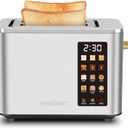 SEEDEEM Toaster 2 Slice, Touch Control Screen, Smart Stainless Toaster, 6 Shade Setting, 6 Bread Selection, Countdown, Removable Crumb Tray, 900W, Silver Metallic (9.4*6.3*7.3)