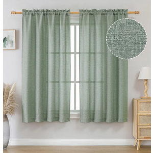 OVZME Green Curtains 63 Inch Length 2 Panels, Faux Linen Textured Semi Light Filtering Drapes, Soft Airy Farmhouse Slub Window Curtains for Living Room Bedroom, Each 40x63 Inches, Green OVZME Green Curtains 63 Inch Length 2 Panels, Faux Linen Textured Semi Light Filtering Drapes, Soft Airy Farmhouse Slub Window Curtains for Living Room Bedroom, Each 40x63 Inches, Green
